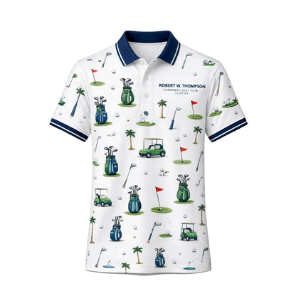 Custom Name Golf Club Pattern Mens Polo White Navy GIA26042005_2.jpg