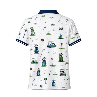Custom Name Golf Club Pattern Mens Polo White Navy GIA26042005_3.jpg