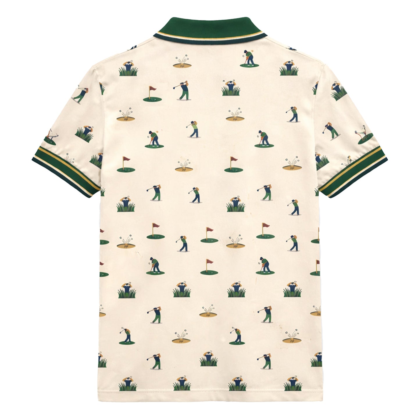 Vintage Golfer Pattern Custom Name Polo Cream Green GIA26042007_3.jpg