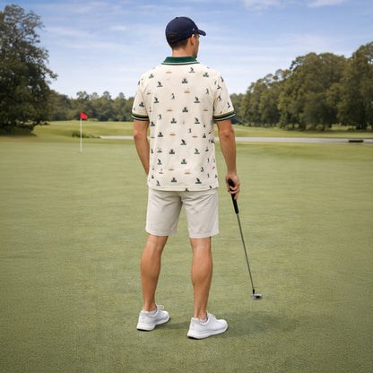 Vintage Golfer Pattern Custom Name Polo Cream Green GIA26042007_7.jpg