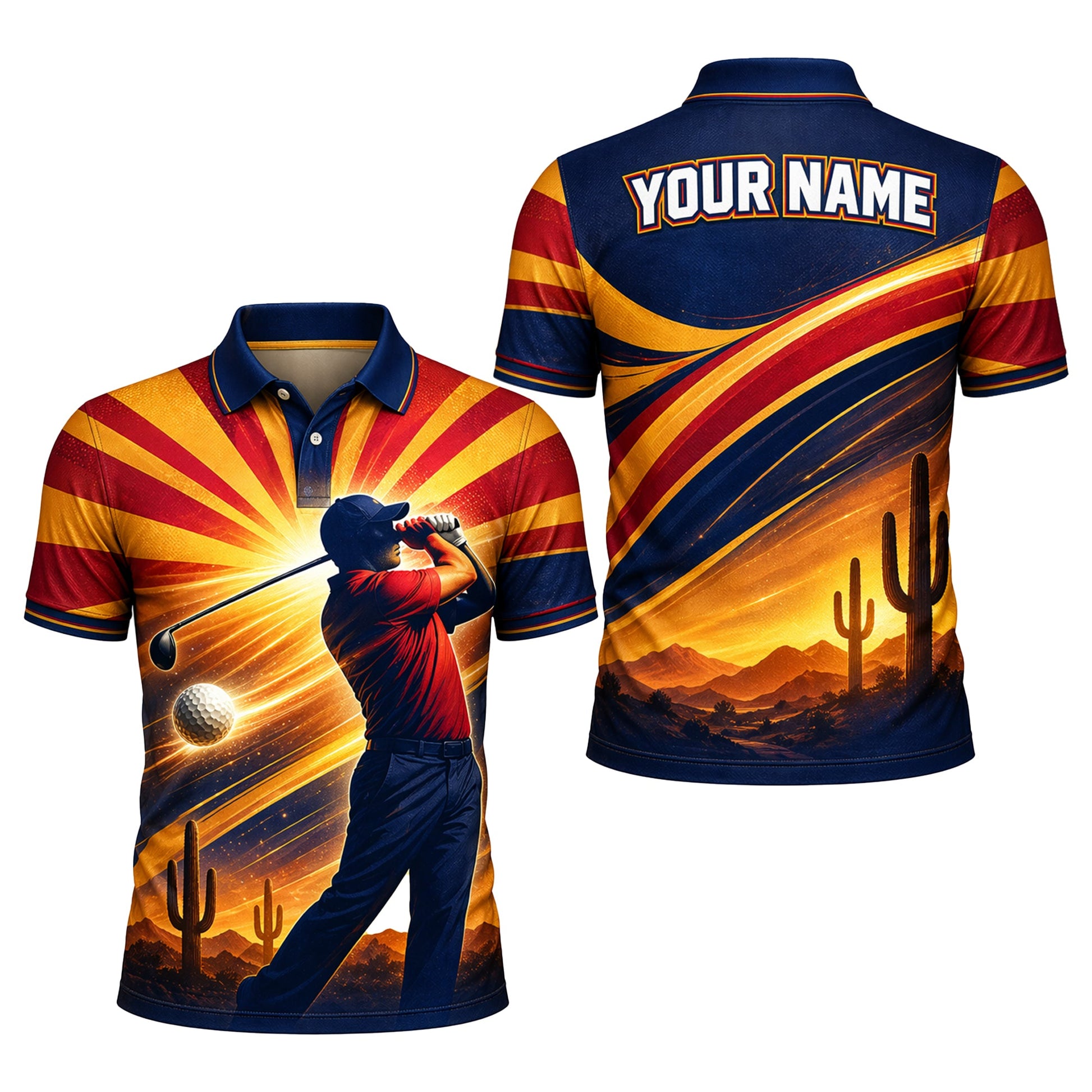 Arizona Desert Sunset Custom Name Golf Polo Shirt Men GIA26042101_1.jpg