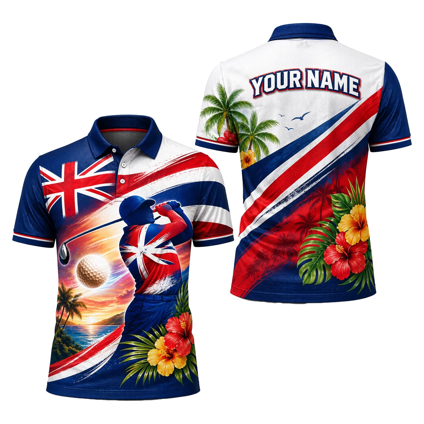 Hawaii Flag Tropical Golfer Custom Name Polo Sunset GIA26042103_1.jpg