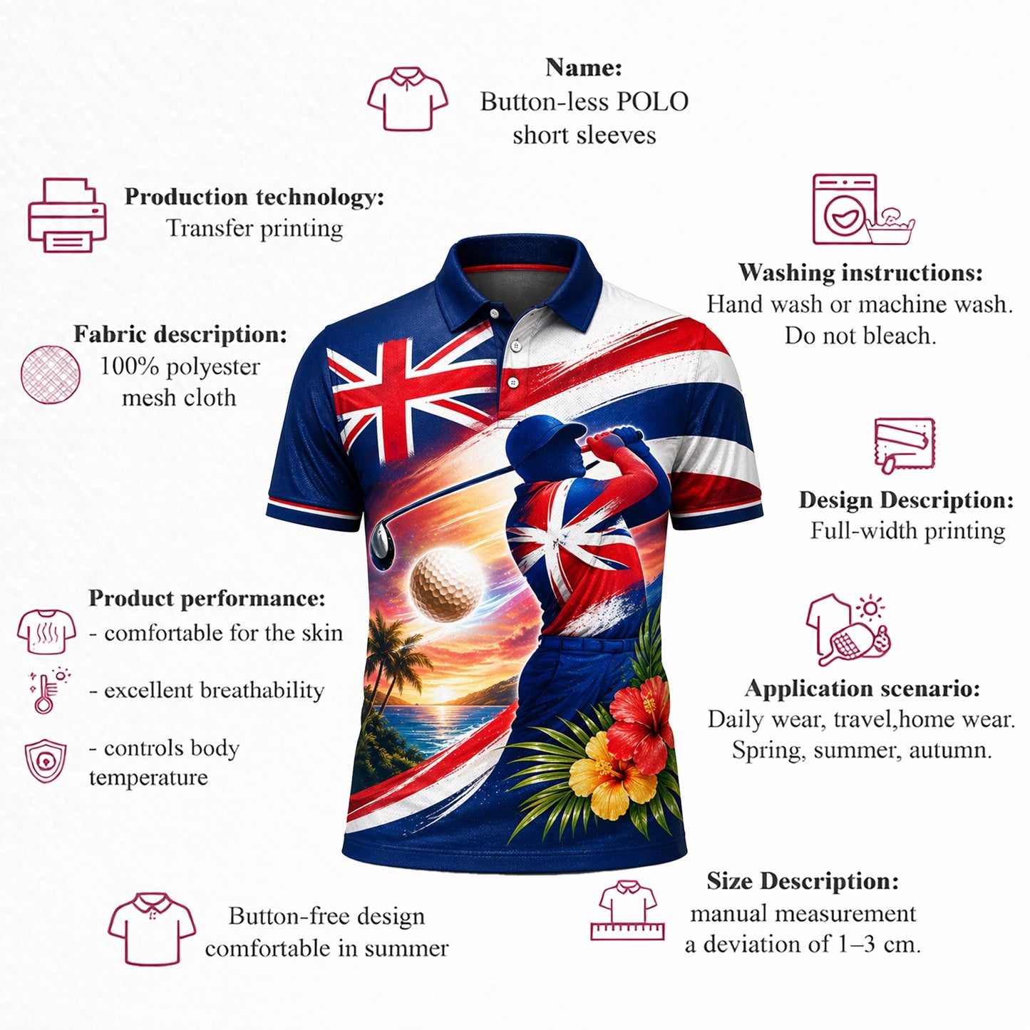 Hawaii Flag Tropical Golfer Custom Name Polo Sunset GIA26042103_4.jpg