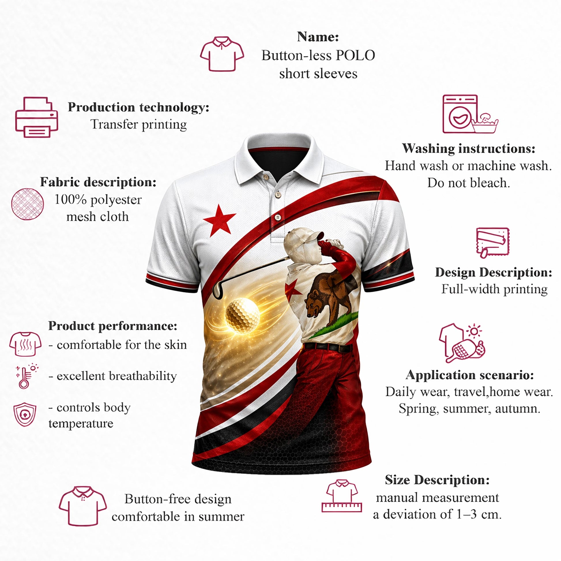 California Bear Golfer Custom Name Polo White Red Gold GIA26042105_4.jpg