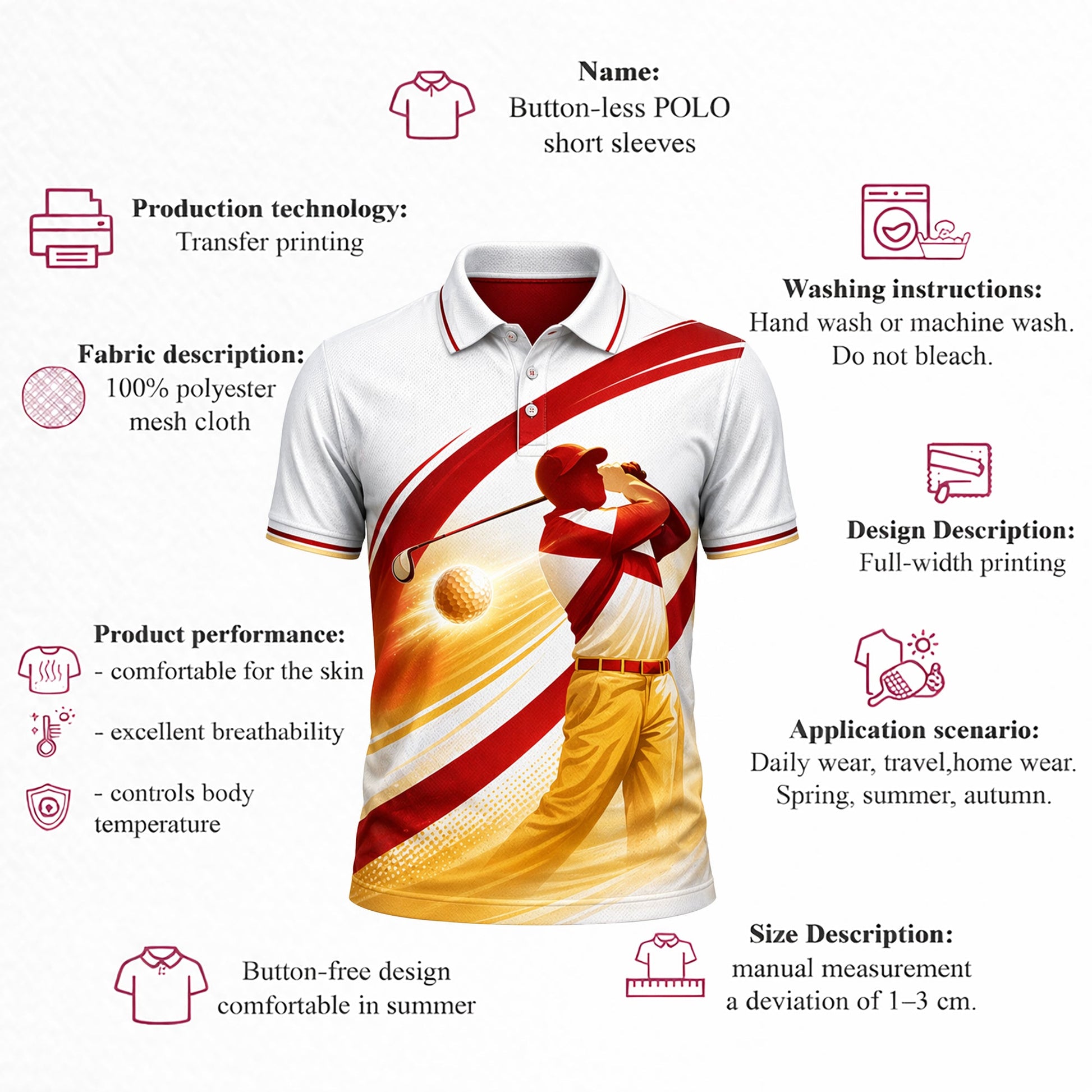 Custom Name Florida Golfer Tropical Palm Polo White Red GIA26042106_4.jpg
