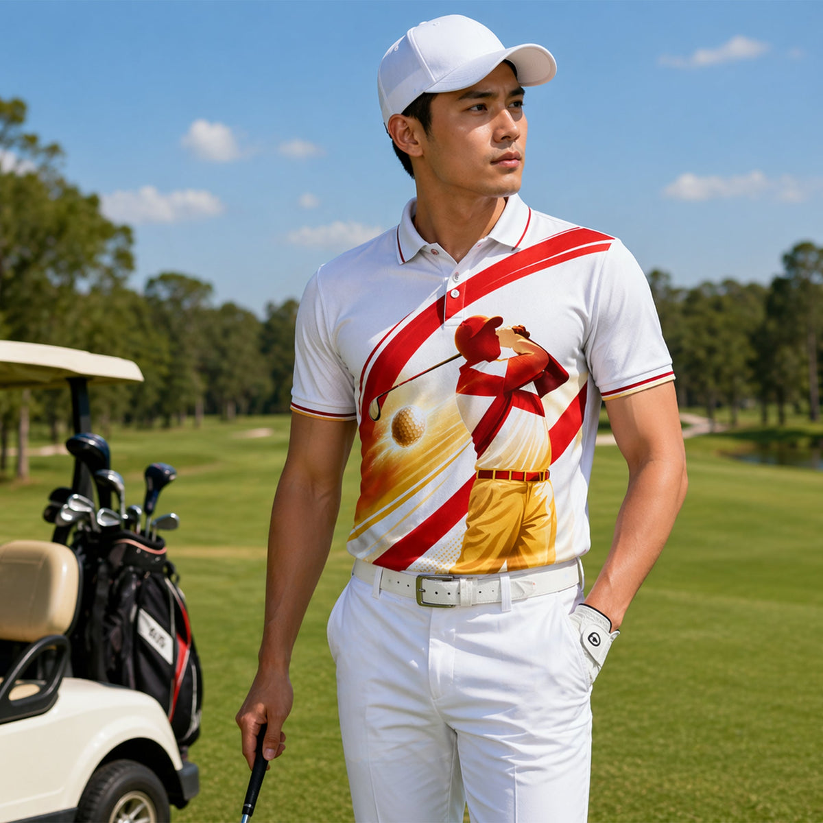 Custom Name Florida Golfer Tropical Palm Polo White Red GIA26042106_5.jpg