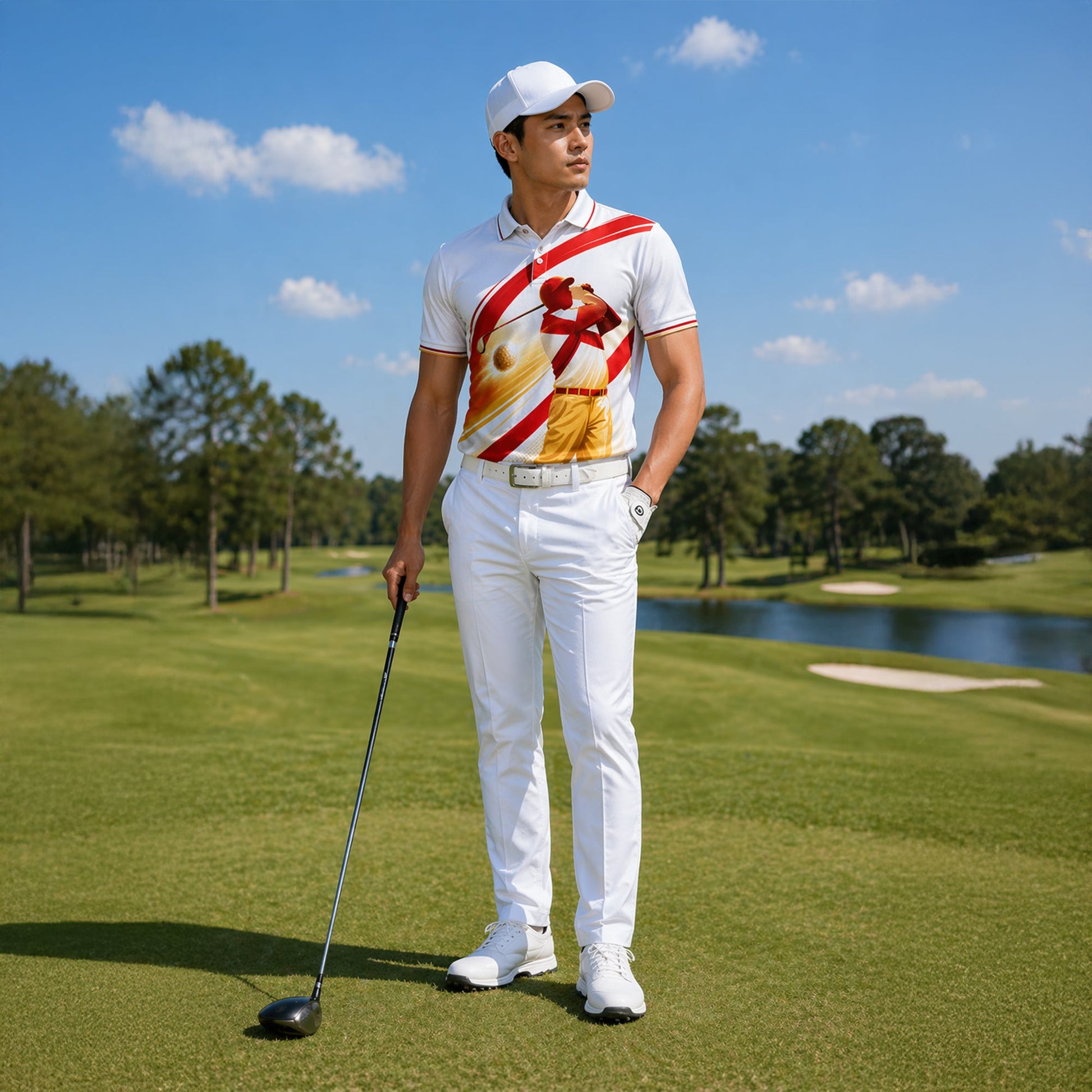 Custom Name Florida Golfer Tropical Palm Polo White Red GIA26042106_6.jpg