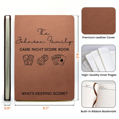 Game Night Score Book For Family, Couples, Grandparents, Board Game Lover - Personalized Leather Journal
