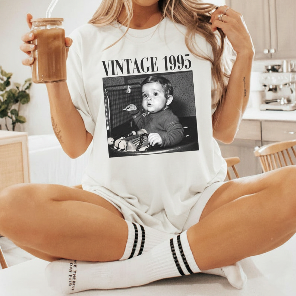 Personalised 30th Birthday Shirt, Custom Photo Birthday Comfort Colors Shirt, 30th Birthday Gift, 40th Birthday Gift, Vintage 1995 Shirt