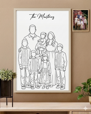 Minimalist Family Outline Print - Personalized Poster