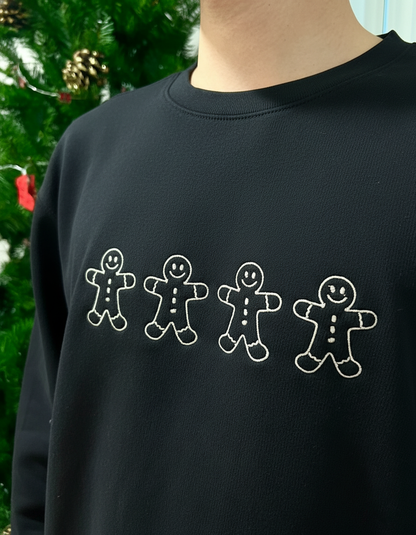 Gingerbread men Embroidered Sweatshirt | Christmas Crewneck | Holiday Gifts | Cozy Lounge Wear | Lightweight Sweatshirt