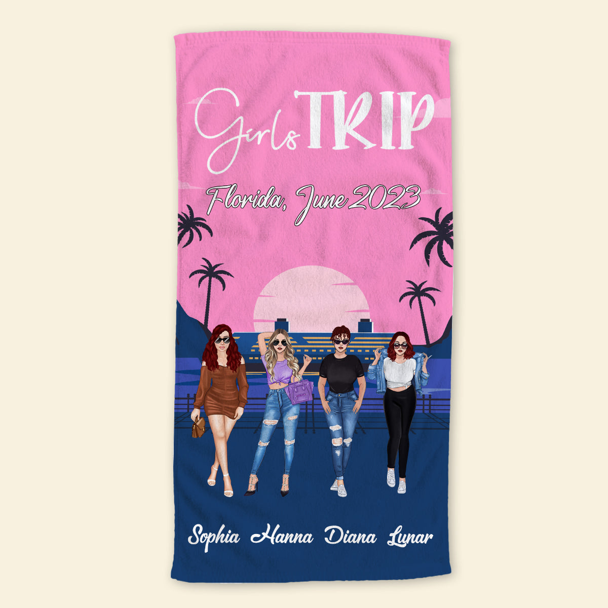 Girls Trip- Personalized Beach Towel- Memorial Gift For Your Friends, Besties GirlsTripSistas-PersonalizedBeachTowel-1.jpg