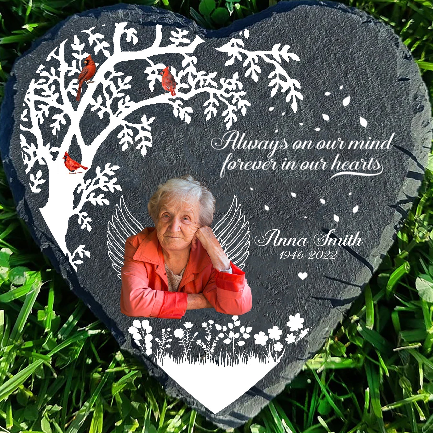 Custom Engraved Memorial Stones - Always On My Mind Forever In My Heart - In Memory Stone For Garden - In Memoriam Garden Plaques HeartShape_a5b78e07-a71d-4358-a7f0-31a8433fc984.jpg