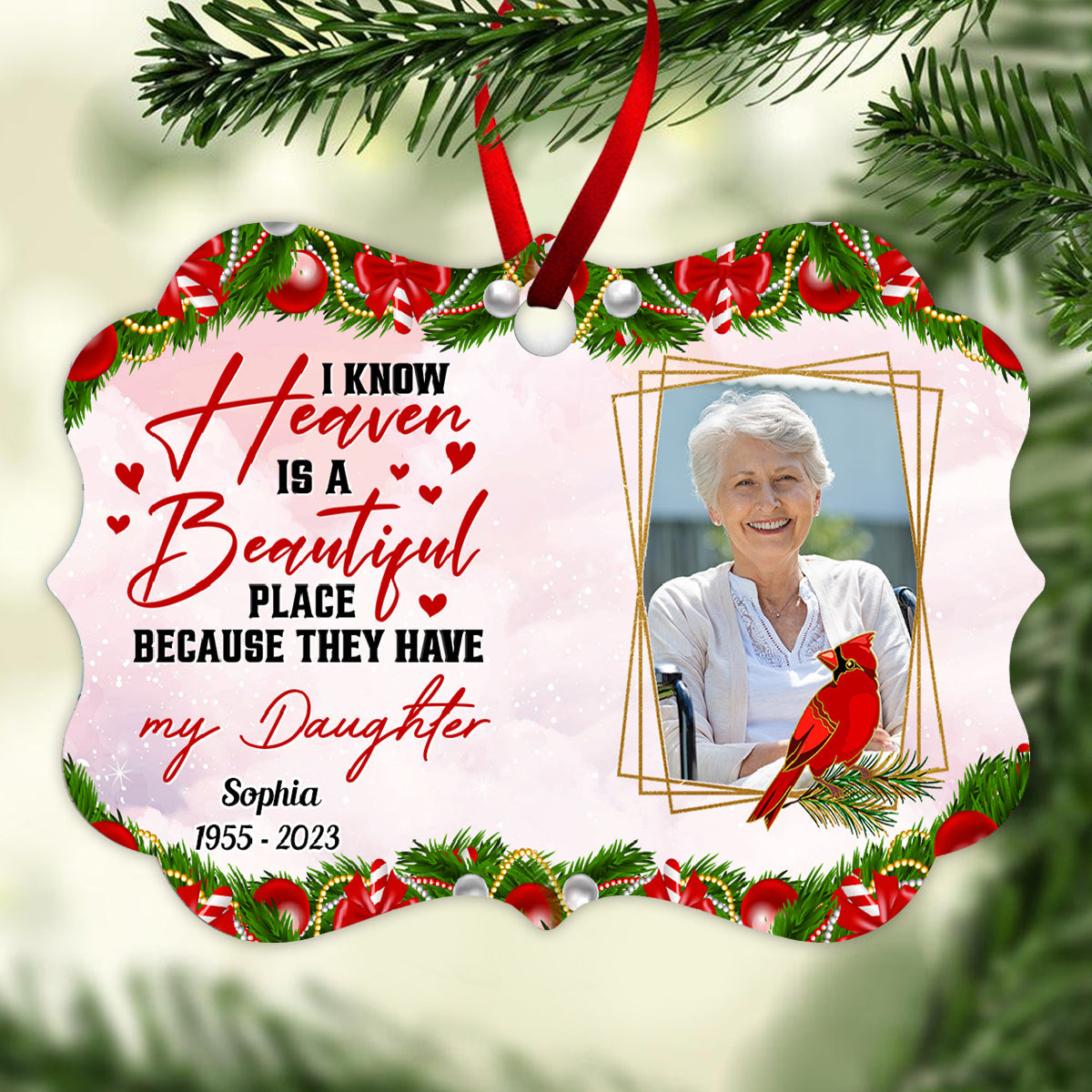 I Know Heaven Is A Beautiful Place Memorial Custom Photo - Personalized Ornament - Memorial Christmas Gift IKNOWH_1.jpg