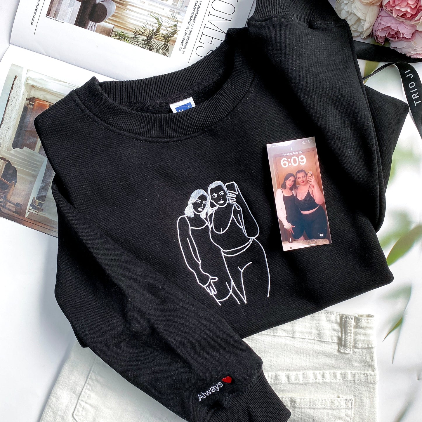 Embroidery Sexy Girl Mirror Selfie - Custom Photo Embroidered T-shirt - Gift For Girlfriend IMG_0489.jpg?v=1742187617