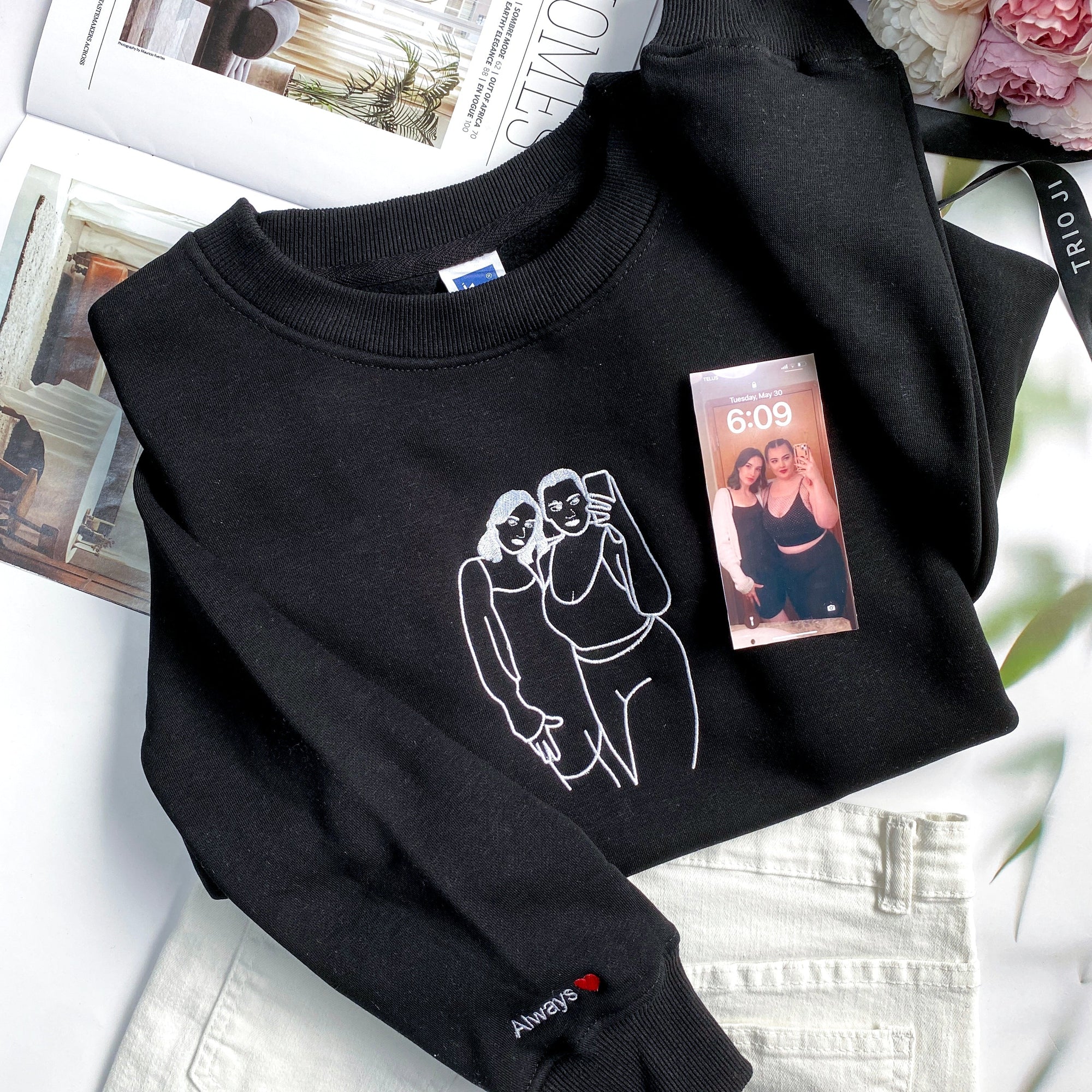 Embroidery Sexy Girl Mirror Selfie - Custom Photo Embroidered T-shirt - Gift For Girlfriend IMG_0489.jpg?v=1742187617