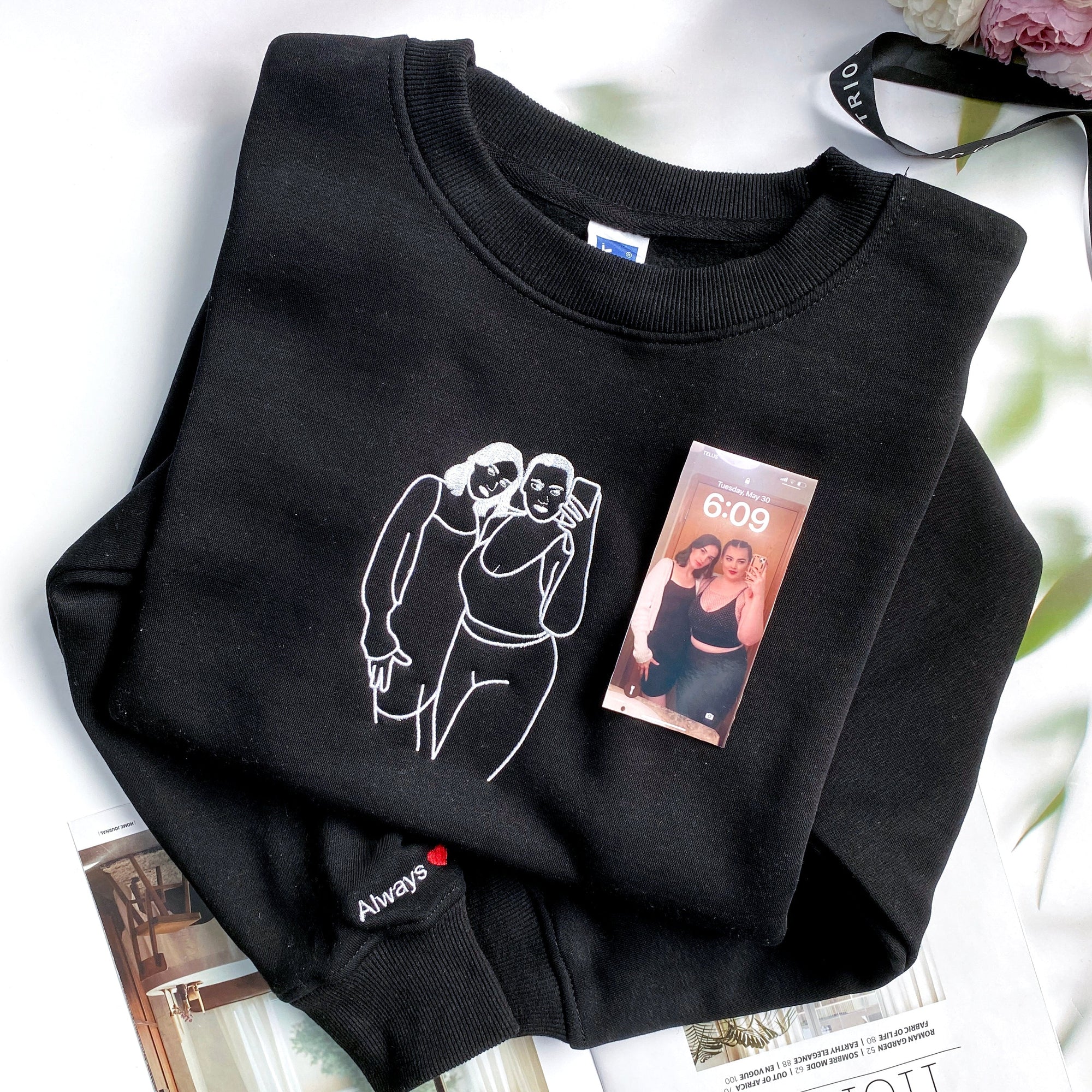 Embroidery Sexy Girl Mirror Selfie - Custom Photo Embroidered T-shirt - Gift For Girlfriend IMG_0490.jpg?v=1742187617