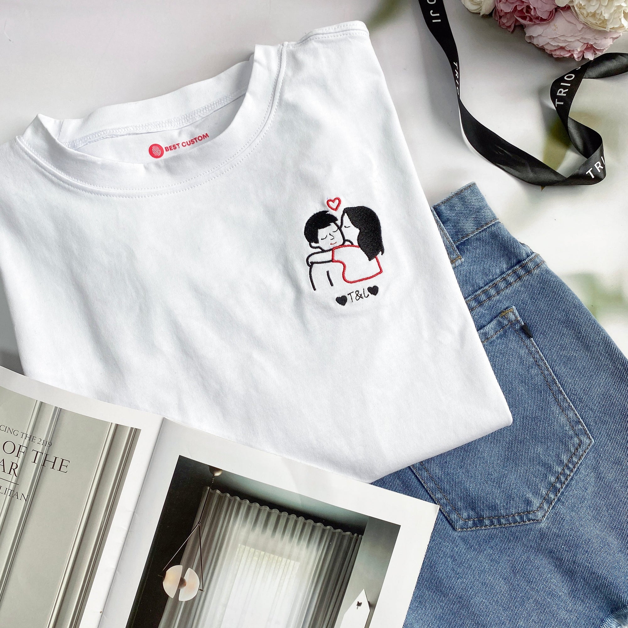 Couple Kiss - Personalized Embroidered Apparel - Gift For Couple IMG_0516.jpg?v=1743397439