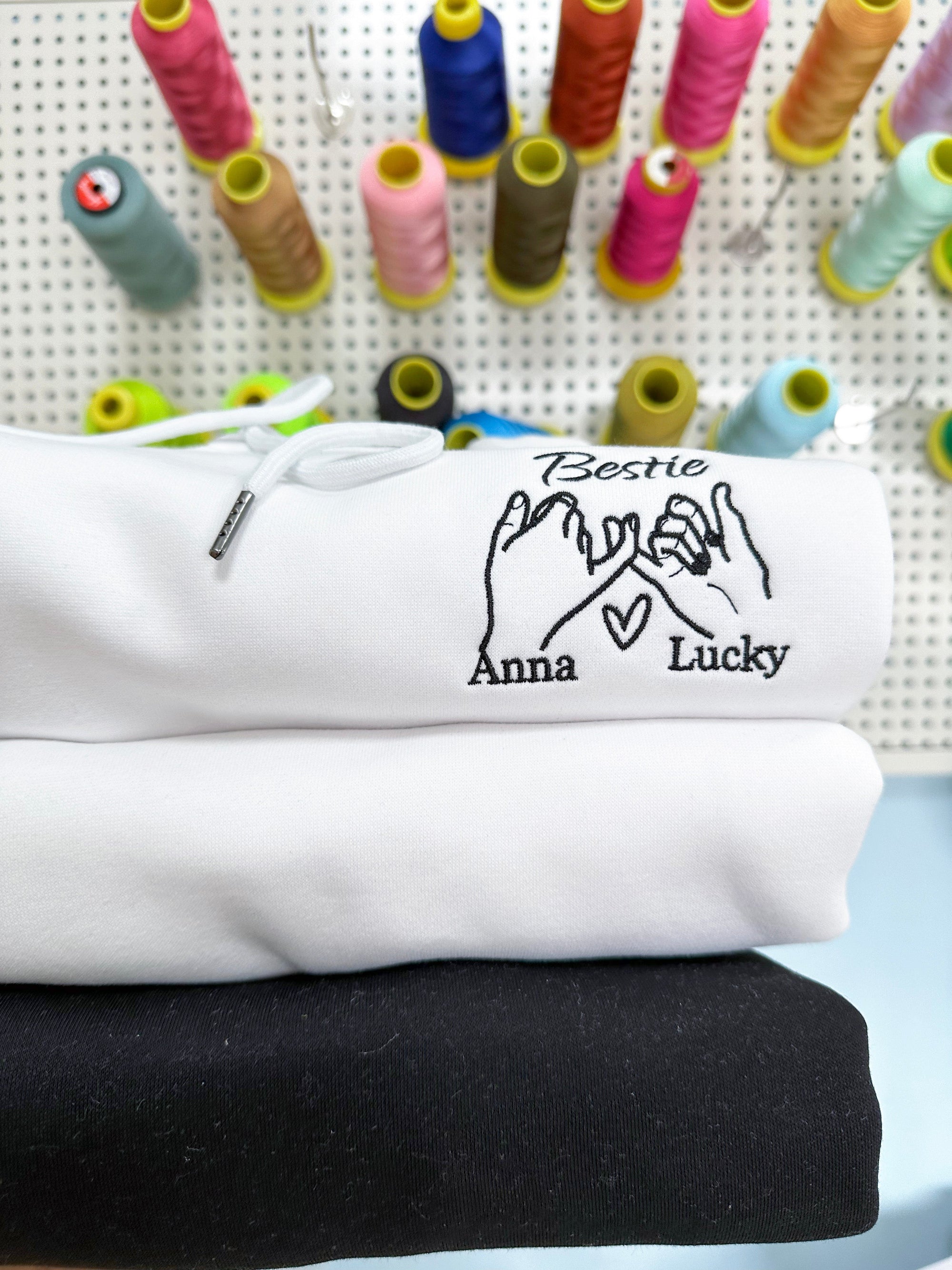 Besties Promise Hand - Personalized Embroidered Apparel - Gift For Friends, Bestie, Birthday IMG_6476.jpg?v=1743397405
