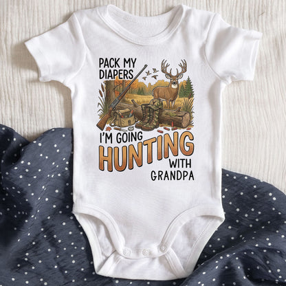 Hunting With Grandpa Baby Onesie, Personalized Gift For Hunting Lovers