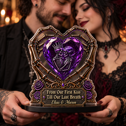From Our First Kiss – Personalized Photo Custom Shape Acrylic Plaque – Halloween Couple Gift