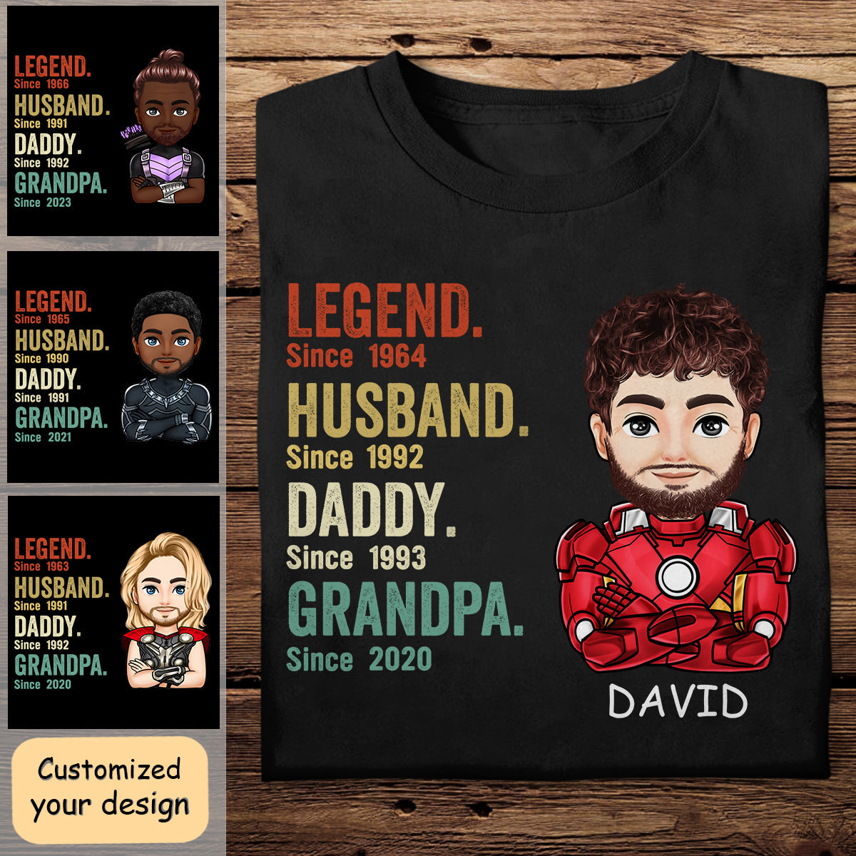 Legend Husband Daddy Papa Superhero - Personalized Apparel - Gift For Father, Dad, Papa, Father's Day LEGEND_4.jpg