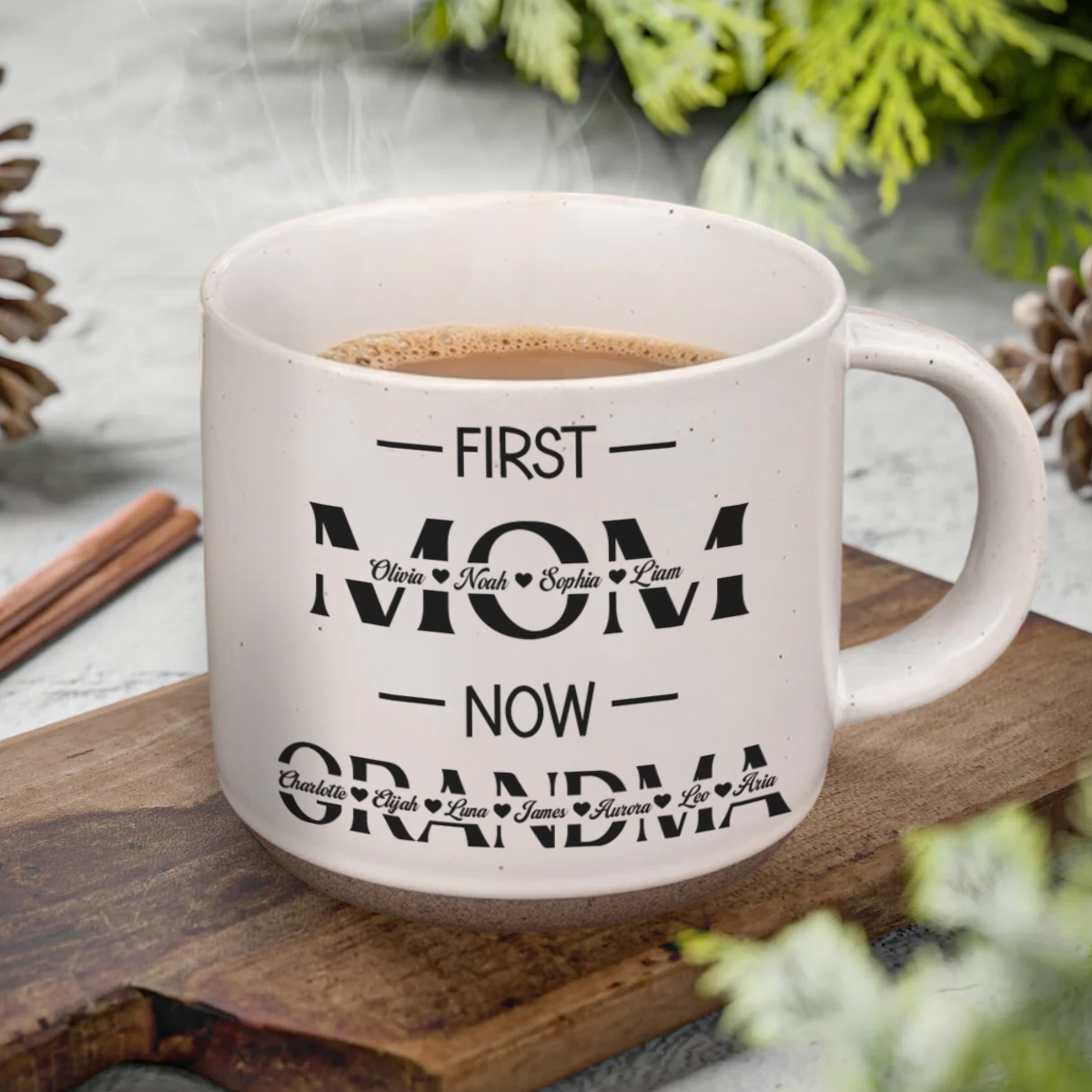 Custom Name First Mom Now Grandma Mother's Day Pottery Mug