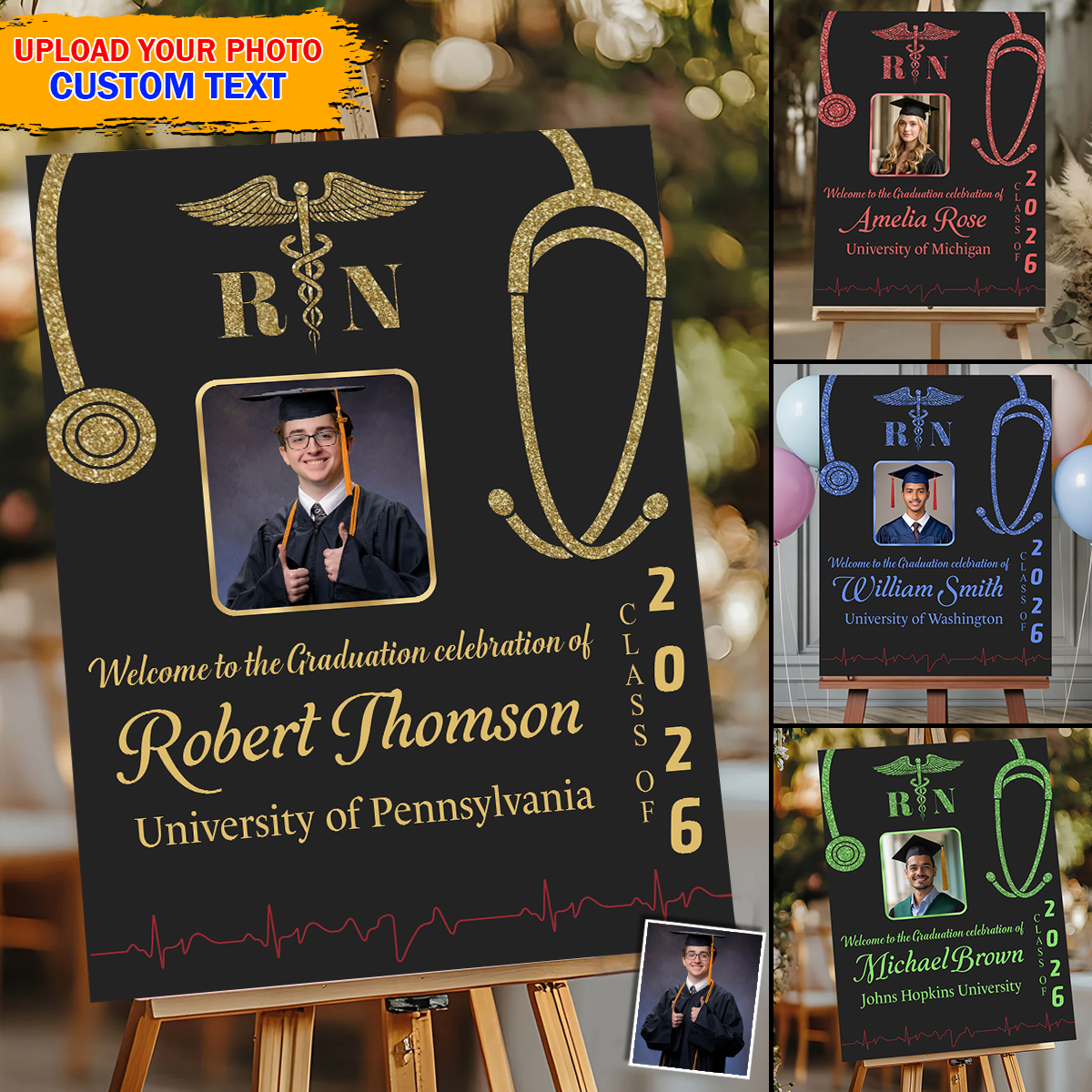 Graduation Nurse Photo Personalized Welcome Sign Party