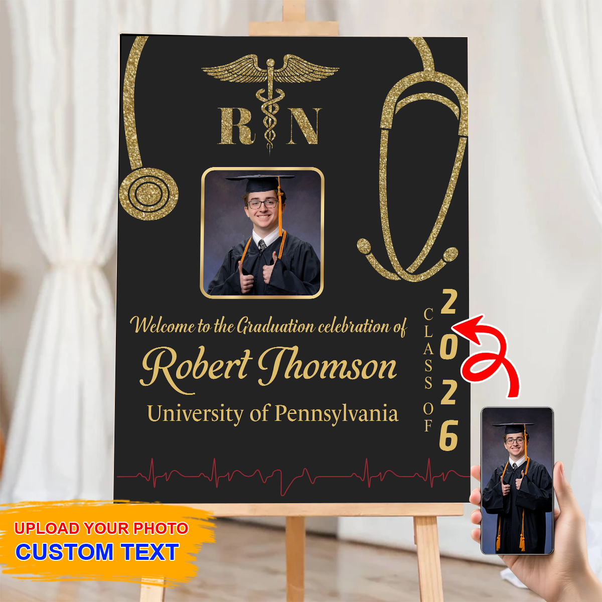 Graduation Nurse Photo Personalized Welcome Sign Party