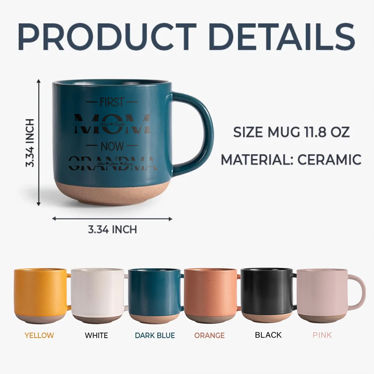 Custom Name First Mom Now Grandma Mother's Day Pottery Mug