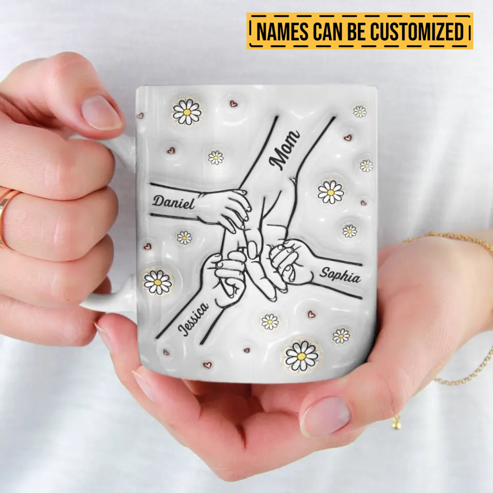 Mom And Kids Hold Hand - Personalized 3D Inflated Effect Printed Mug - Gift For Mother MomAndKidsHoldHand.png