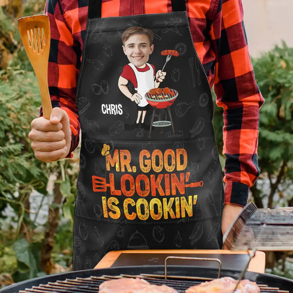 Custom Photo Mr. Good Lookin' Is Cookin' - Personalized Apron NA752-HEL1888-AR-MK2.jpg