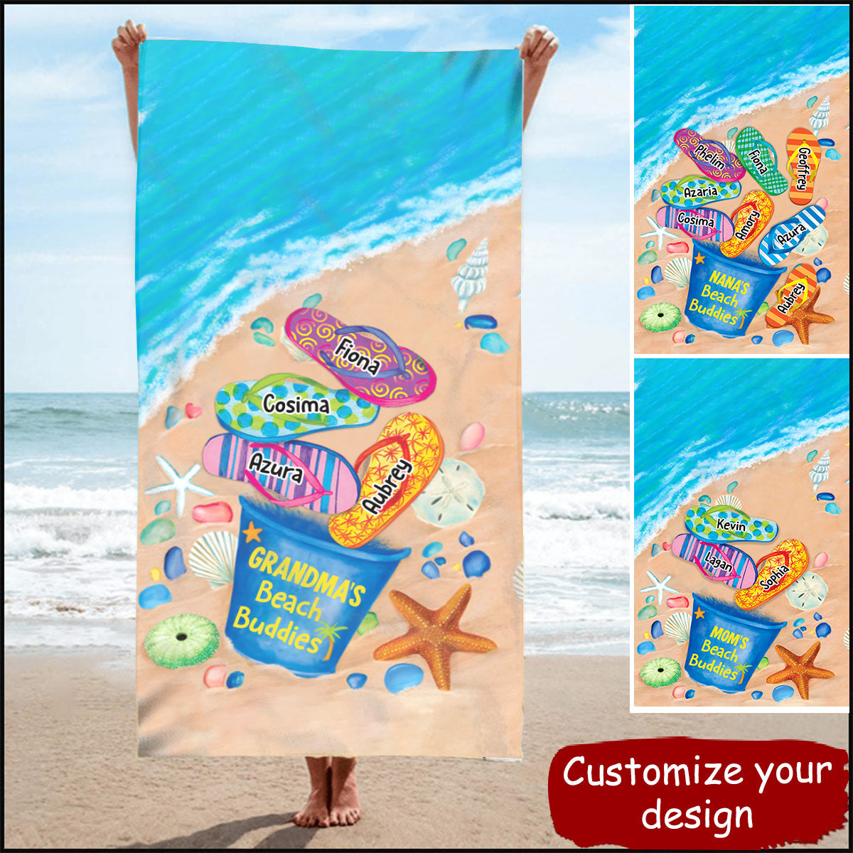 Nana's Beach Buddies - Personalized Beach Towel - Gift For Grandma, Summer Nana_sBeachBuddies-1.jpg