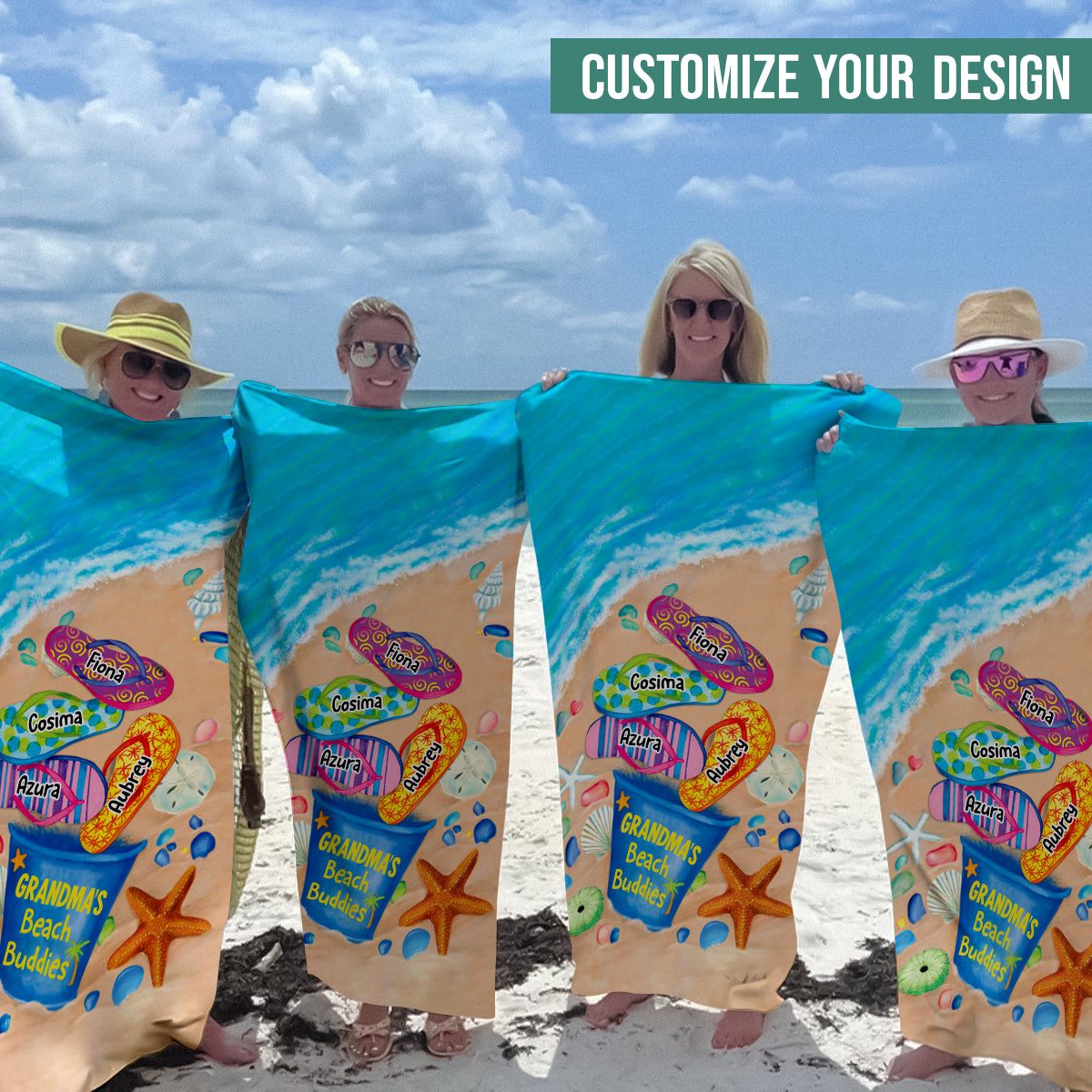 Nana's Beach Buddies - Personalized Beach Towel - Gift For Grandma, Summer Nana_sBeachBuddies-2.jpg