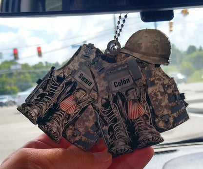 PERSONALIZED FLAT ACRYLIC ORNAMENT MILITARY UNIFORM BOOTS & HAT NkT3jX002.jpg