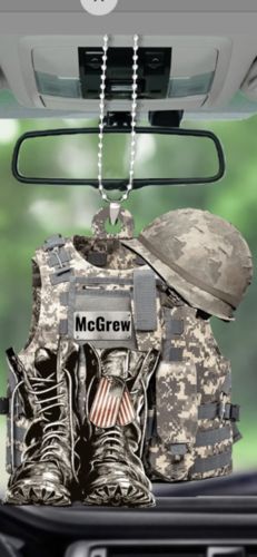 PERSONALIZED FLAT ACRYLIC ORNAMENT MILITARY UNIFORM BOOTS & HAT Nkc1dQzya.jpg
