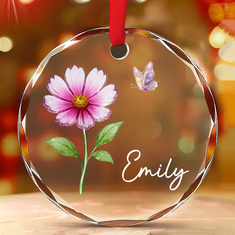 Birth Month Crystal Flower - Personalized Crystal Ornament - Christmas Gift For Sister, Bestie, Family
