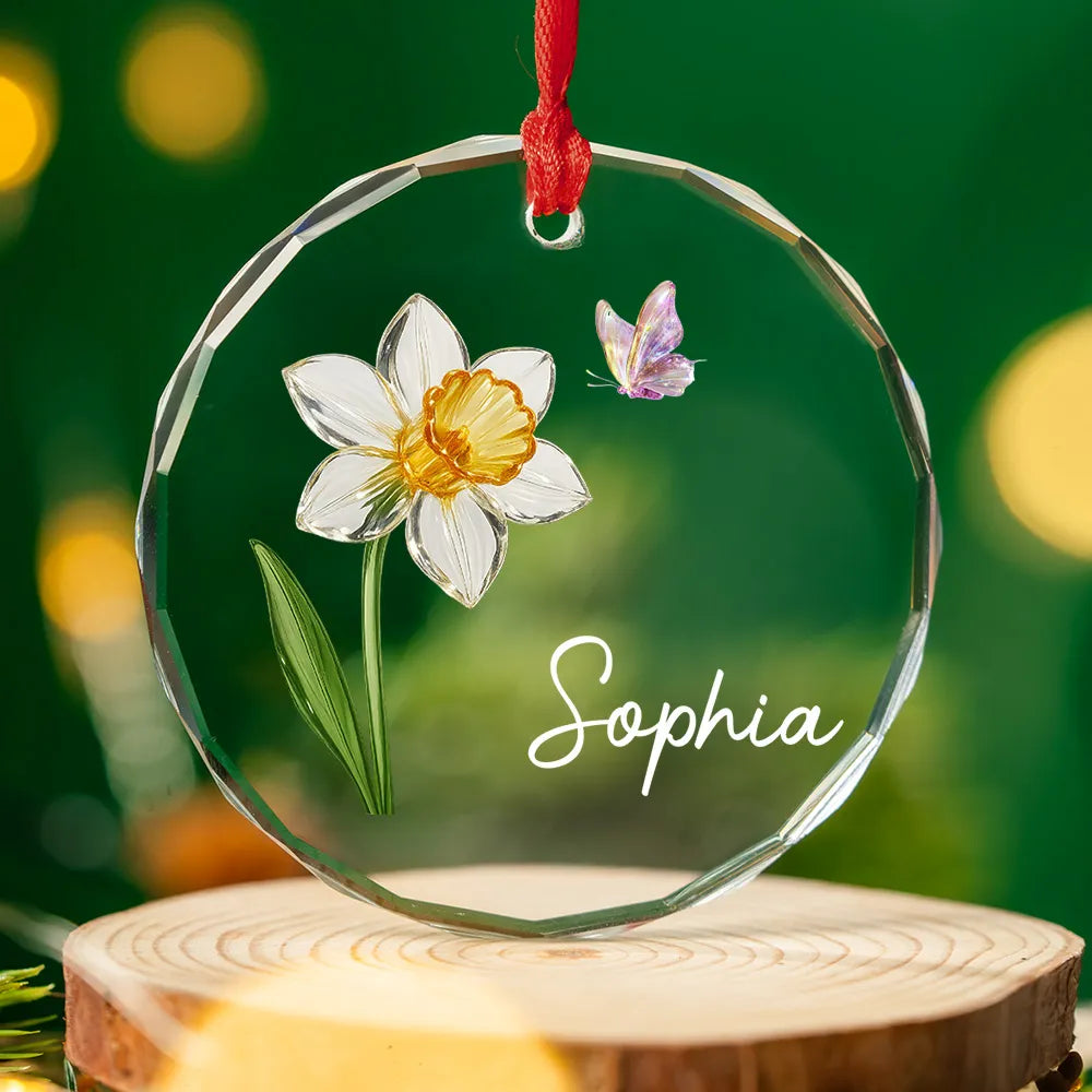 Birth Month Crystal Flower - Personalized Crystal Ornament - Christmas Gift For Sister, Bestie, Family