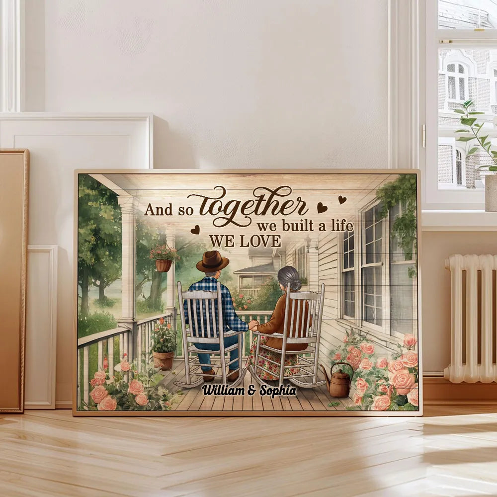 Old Couple Growing Old Together - Personalized Canvas - Anniversary Gift, Valentine's Day Gift For Couple