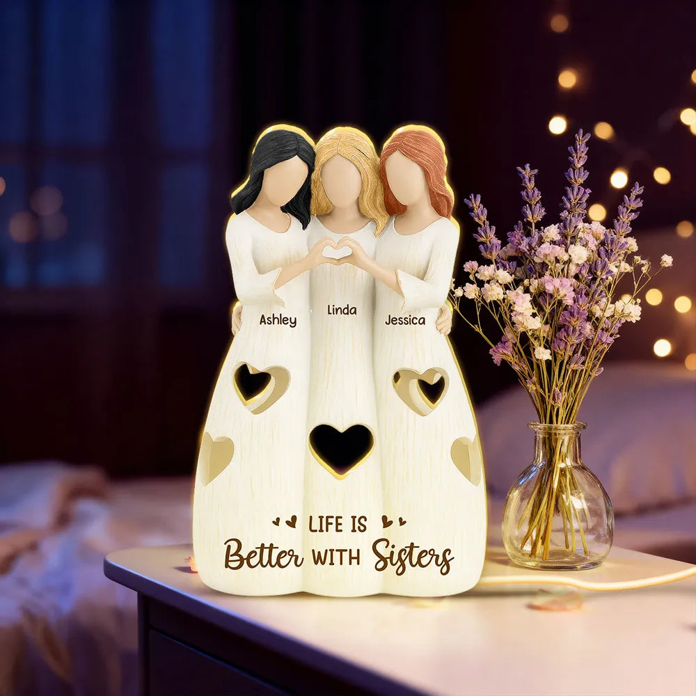 No Greater Gift than Sisters - Personalized Acrylic Light Box - Christmas Gift for Sisters, Long Distance Gift For Family