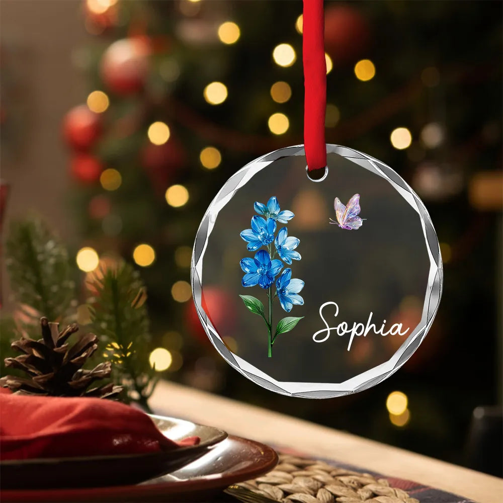 Birth Month Crystal Flower - Personalized Crystal Ornament - Christmas Gift For Sister, Bestie, Family