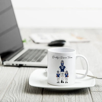 Daddy's Dream Team American Football Dad - Personalized Mug - Gift For Football Dad, Father's Day Gift