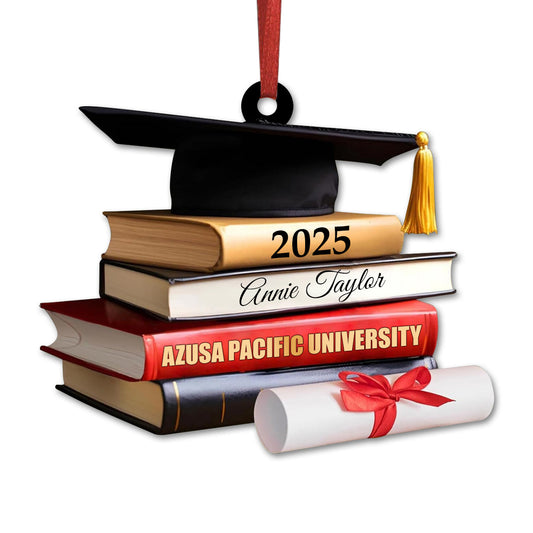 Class of 2025 Ornament, High School Graduation Gifts, Grad Gift. Personalized Graduation Cap Ornament With Books, Custom Graduation Ornament PSL1715328713910478.jpg
