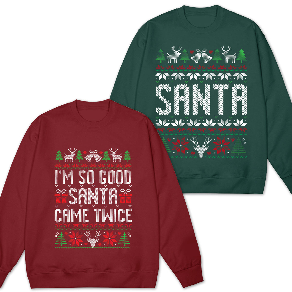Unisex Funny Couples Ugly Christmas Sweater, Couples Matching Ugly Christmas Sweater, Santa Twice, Christmas Pajamas, Sold Seperate PSL1728103401923607_04e54d2b-abd2-4611-b7cb-d4ca1bd6aa93.jpg