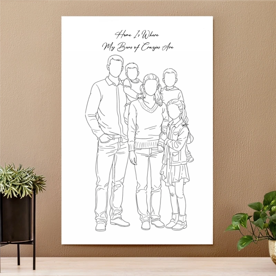 Minimalist Family Outline Print - Personalized Poster