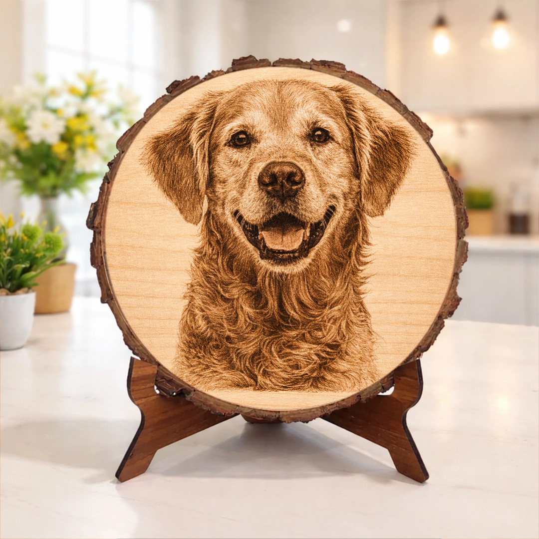 Custom Pet Engraved Portrait - Personalized Wooden Picture Frame