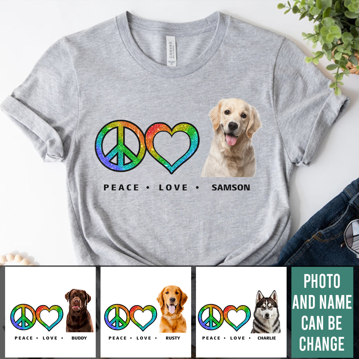 Peace Love Pet Funny - Personalized Custom Photo Shirt Peace-Love-Pet-Funny---2.jpg