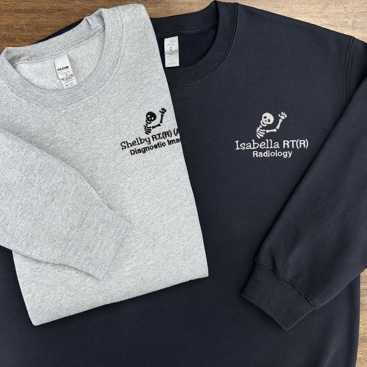 Personalized X-Ray Sweatshirt, Gift for Radiographer, Radiology Grad Gift RT, X-ray Tech Quarter Zip Pullover Rad Tech Skeleton Embroidered