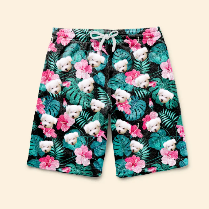 Tropical Vibe, Personalized Photo Dog Face Beach Short Screenshot_1_5000x_dc025968-0e33-45c3-852b-571486844855.png