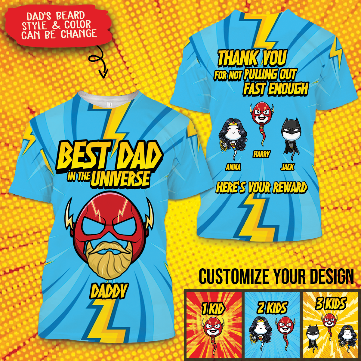 Funny Personalized All-Over-Print Shirt For Dad - Best Dad In The Universe - Customized 3D Shirt Gifts For Father's Day Birthday Anniversary Shirt3dbanner.png